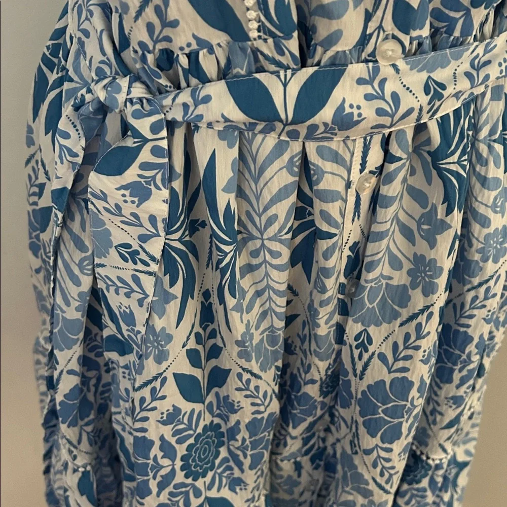 Ellen Tracy Blue Floral Spring Dress L - Picture 4 of 5